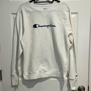 Youth Unisex Champion Logo White Crewneck